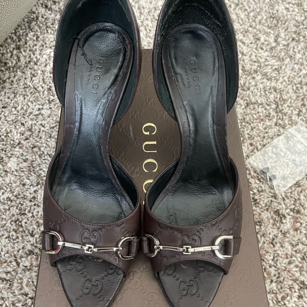 Gucci Women's Dark Brown Leather Heels